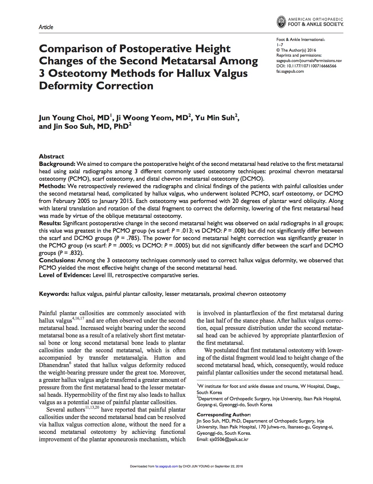 Comparison of Postoperative Height Changes of the Second Metatarsal Among 3 Osteotomy Methods for Hallux Valgus Deformity Correction(드래그함).jpg